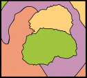 Map coloured using four colours