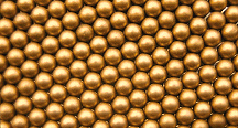 Metal balls displaying hexagonal pattern
