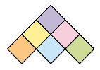 Six squares arranged into a triangle